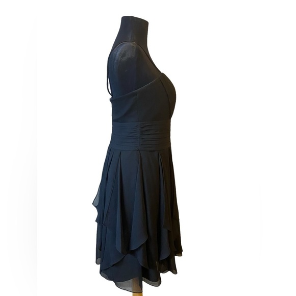 David’s Bridal Black Midi Chiffon Dress Bridesmaid Wedding Prom - Picture 6 of 15